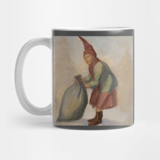 Christmas elf with a bag of presents Mug